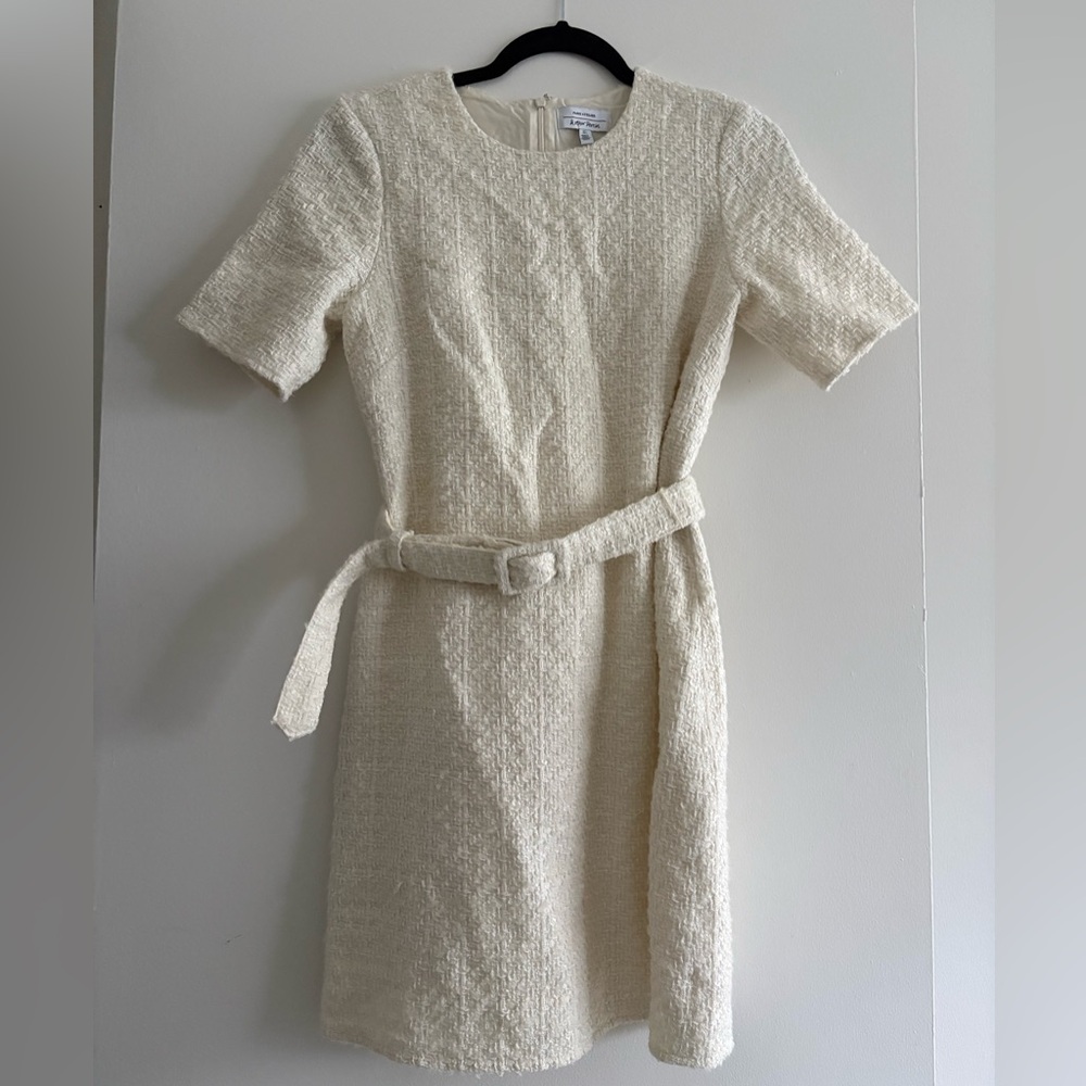 Elegant Cream Belted Dress